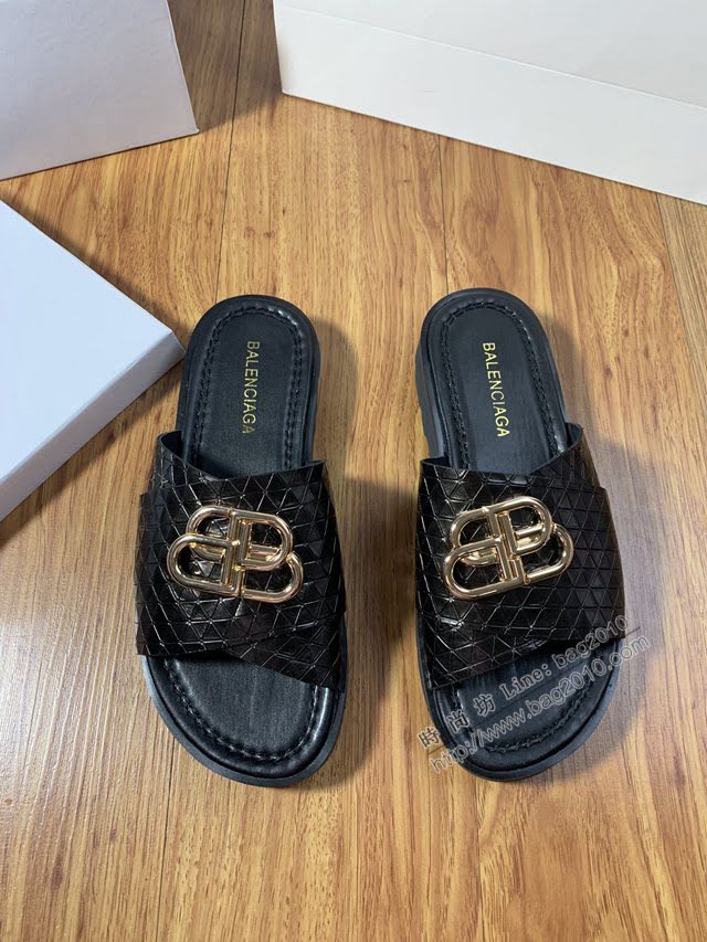 Balenciaga經典款男鞋 巴黎世家頂級版本男士夏季牛皮鞋面涼拖  hdbl1285